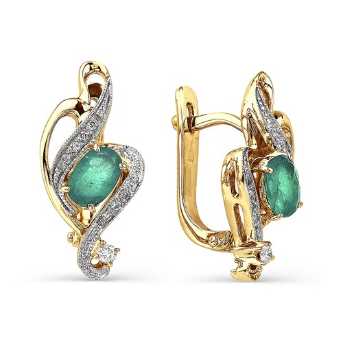 Искрящиеся серьги с изумрудами и бриллиантами из красного золота Искрящиеся серьги с изумрудами и бриллиантами из красного золота