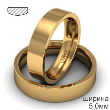 Обручальное кольцо 5 мм для женщины из красного золота срез комфорт