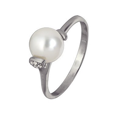 Кольцо из серебра с жемчугом и фианитами Кольцо из серебра с жемчугом и фианитами