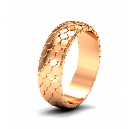 Обручальное кольцо панцирь из красного золота