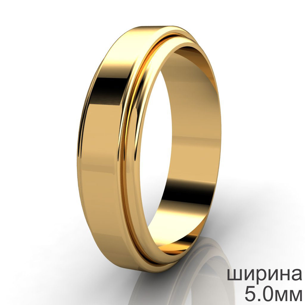 Обручальное мужское кольцо Накатка из желтого золота