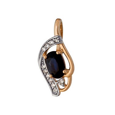 Подвеска из красного золота с сапфиром и бриллиантами Подвеска из красного золота с сапфиром и бриллиантами
