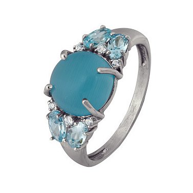 Кольцо из серебра с кош.глазом и фианитами Кольцо из серебра с кош.глазом и фианитами