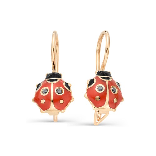 Серьги божия коровка с эмалью и бриллиантом Серьги божия коровка с эмалью и бриллиантом