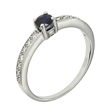 Кольцо из белого золота с сапфиром и бриллиантами Кольцо из белого золота с сапфиром и бриллиантами