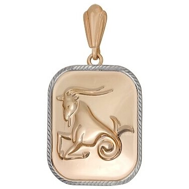 Знак зодиака Козерог из белого и красного золота без вставок Знак зодиака Козерог из белого и красного золота без вставок