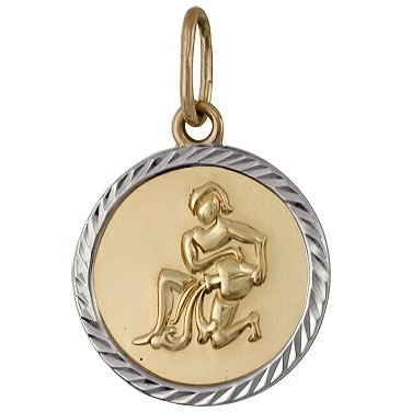 Знак зодиака Водолей из белого и красного золота без вставок Знак зодиака Водолей из белого и красного золота без вставок