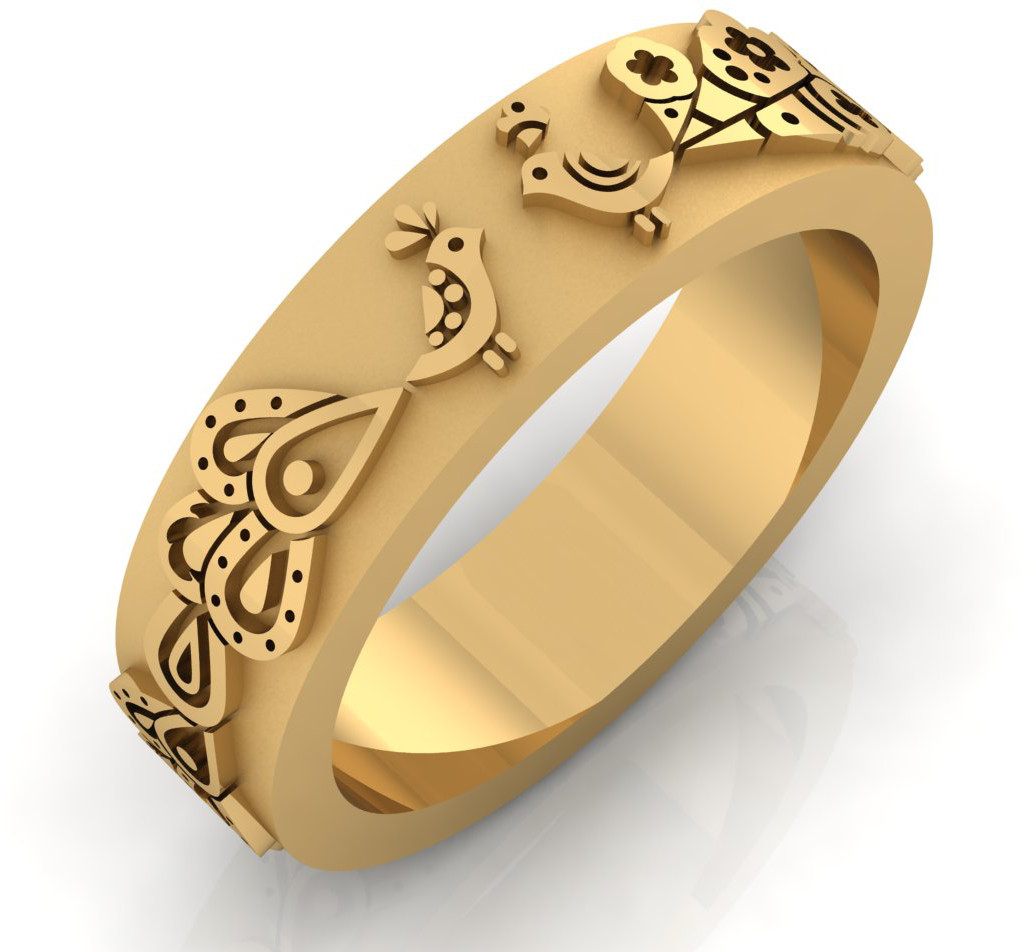 Обручальное кольцо павлин из красного золота