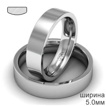 Обручальное кольцо 5 мм для женщины из белого золота срез комфорт
