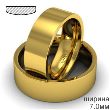 Массивное обручальное кольцо 7 мм для него желтое золото