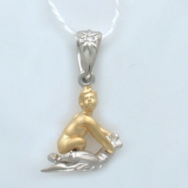 Подвеска с бриллиантом из красного и белого золота Подвеска с бриллиантом из красного и белого золота