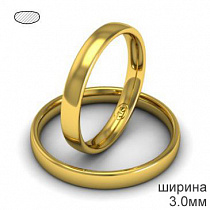 Объемное обручальное кольцо 3 мм для нее из желтого золота