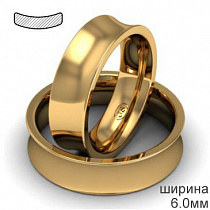 Золотое массивное вогнутое обручальное кольцо женское