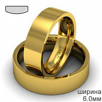 Мужское обручальное кольцо 6 мм срез комфорт из желтого золота