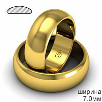 Объемное мужское обручальное кольцо из желтого золота