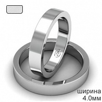 Плоское мужское обручальное кольцо из белого золота