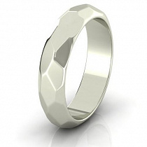 Обручальное фактурное кольцо для него из белого золота