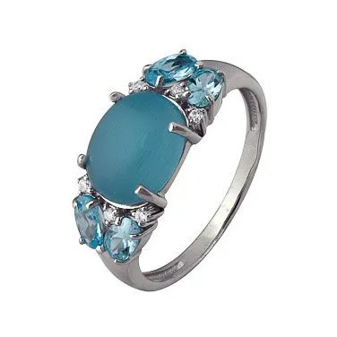 Кольцо из серебра с кош.глазом и фианитами Кольцо из серебра с кош.глазом и фианитами