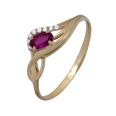 Кольцо из красного золота с рубином и бриллиантами Кольцо из красного золота с рубином и бриллиантами