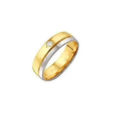 Обручальное кольцо из желтого и белого  золота с бриллиантом Обручальное кольцо из желтого и белого  золота с бриллиантом