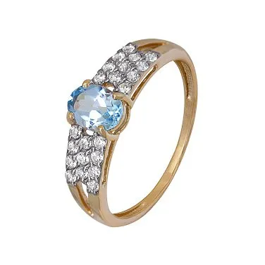 Кольцо из желтого и белого золота с топазом и фианитами Кольцо из желтого и белого золота с топазом и фианитами