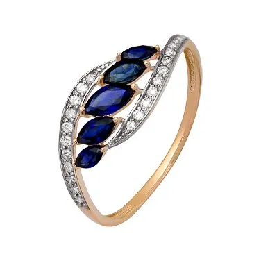 Кольцо из красного и белого золота с сапфирами и бриллиантами Кольцо из красного и белого золота с сапфирами и бриллиантами