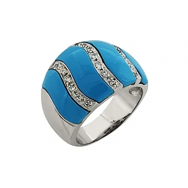 Кольцо с имитац. бирюзы и фианитом Кольцо с имитац. бирюзы и фианитом