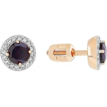 Серьги в виде пусет вставка гранат Серьги в виде пусет вставка гранат